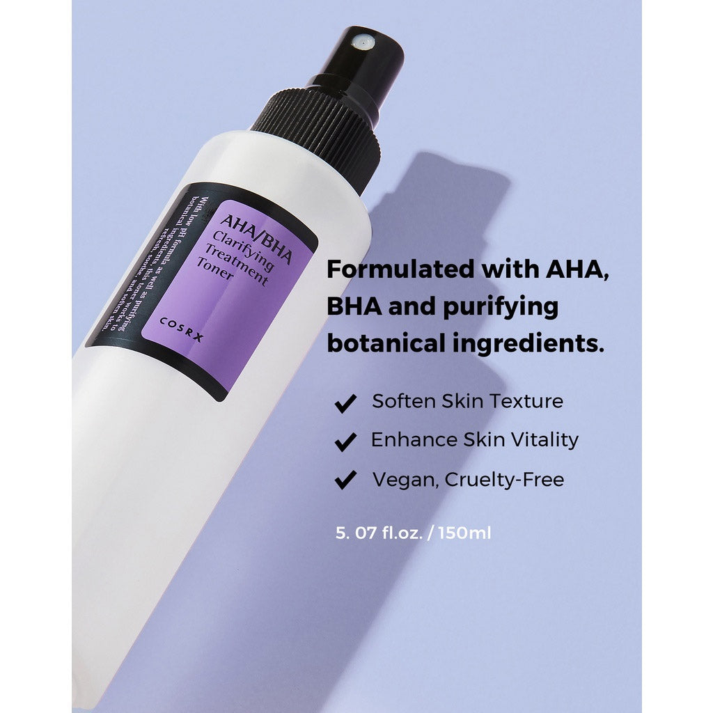 COSRX Bestseller Set (Low pH Cleanser 150ml, AHA/BHA Clarifying Treatment Toner 150ml, Aloe Soothing Suncream 50ml