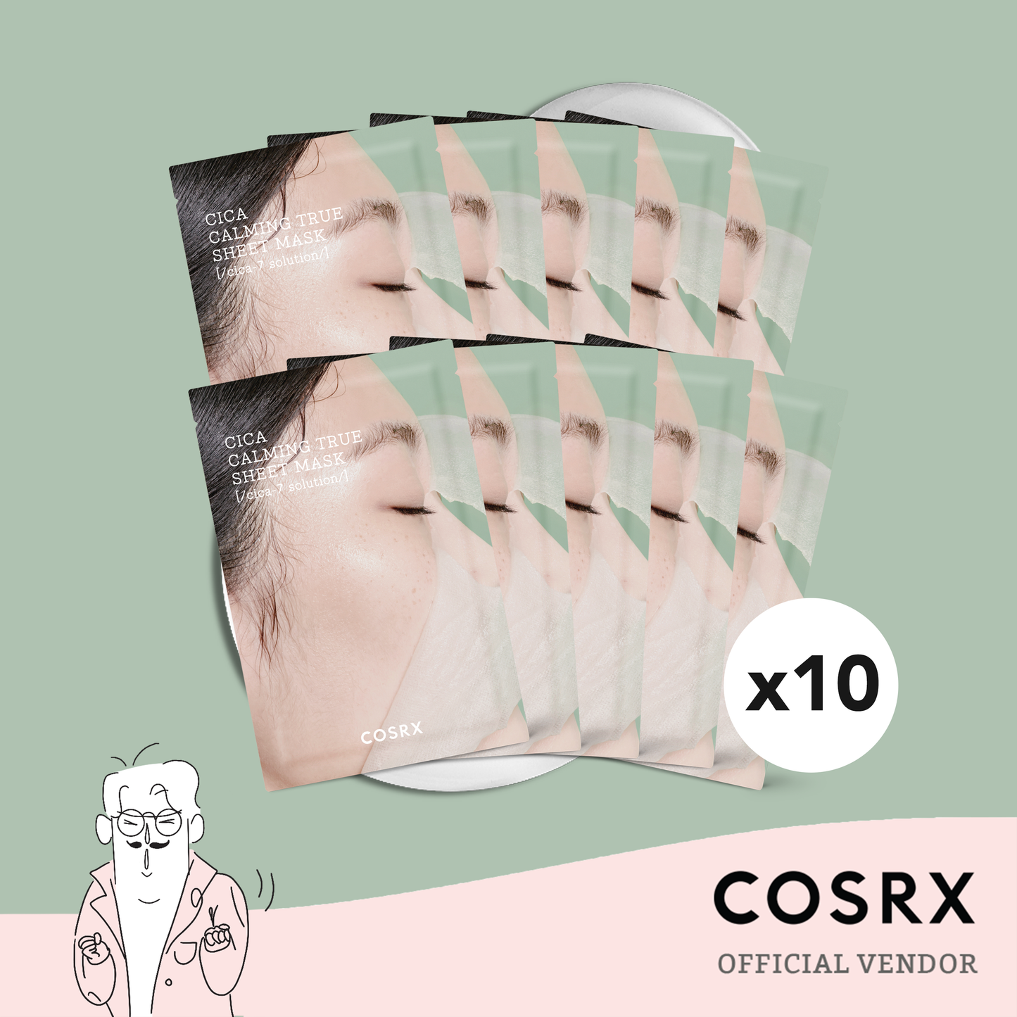 COSRX Pure Fit Cica Calming True Sheet Mask (21ml) 10 PCS