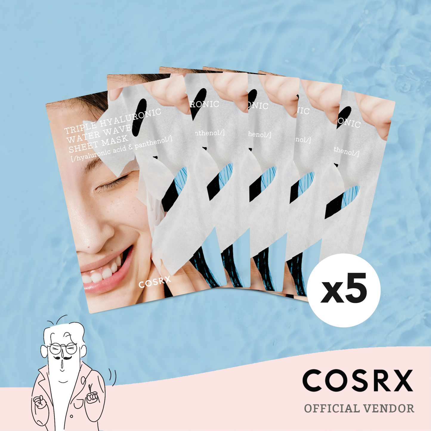 COSRX Triple Hyaluronic Water Wave Sheet Mask 5 PCS